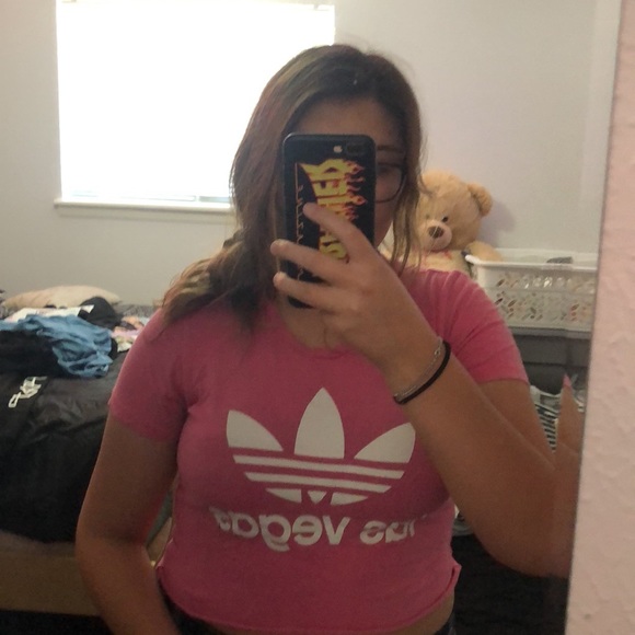 PINK ADIDAS CROP TOP - Picture 2 of 4